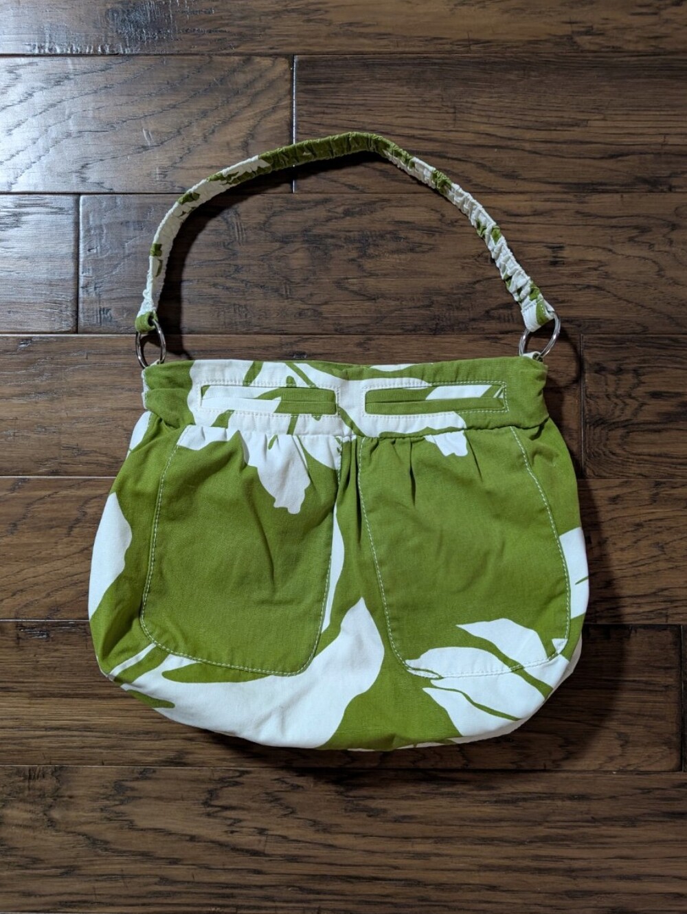 Old Navy tote bag green Hawaiian floral print